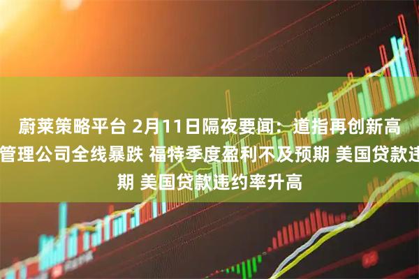 蔚莱策略平台 2月11日隔夜要闻：道指再创新高 美国财富管理公司全线暴跌 福特季度盈利不及预期 美国贷款违约率升高